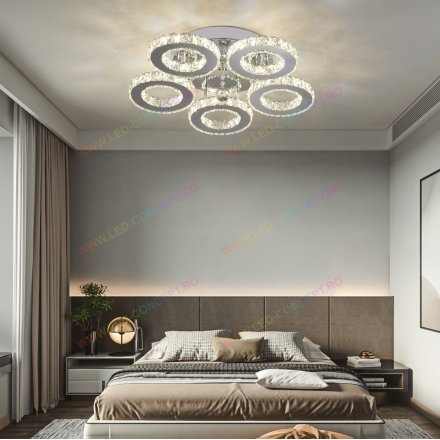 Lustra LED 100W Fashion 6 Elemente Circle Crystal 